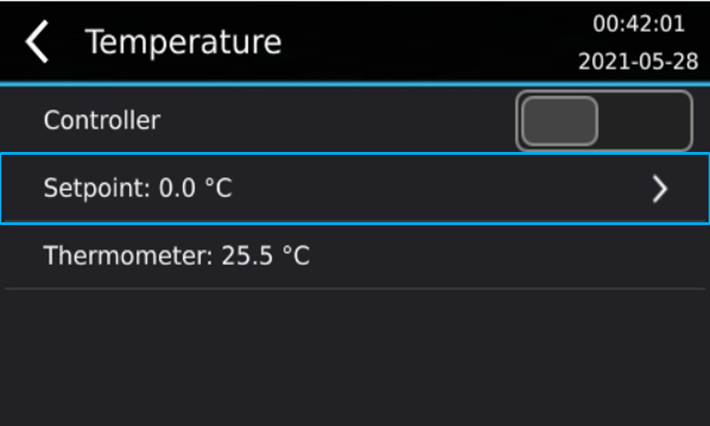 Settings - Temperature - Setpoint