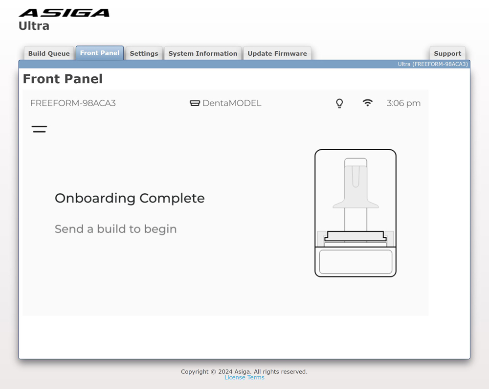 web interface - front panel